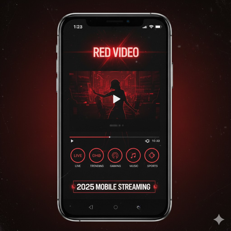 모바일 화면에서 빨간비디오 앱 인터페이스.