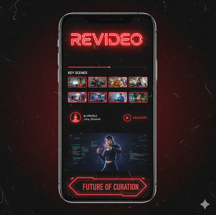 Revideo 플랫폼의 영상 큐레이션 화면.